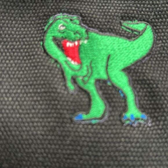 Land's End Tote Canvas embroidered zipper long handle embroidered dinosaur L - Picture 5 of 12